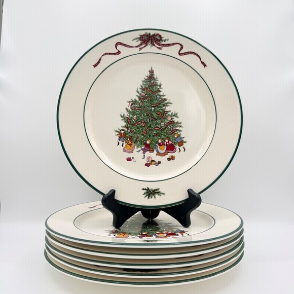 The Cellar Other - The Cellar O'Tannenbaum Ironstone Dinner Plates Set of 6 Christmas Japan 10.75"